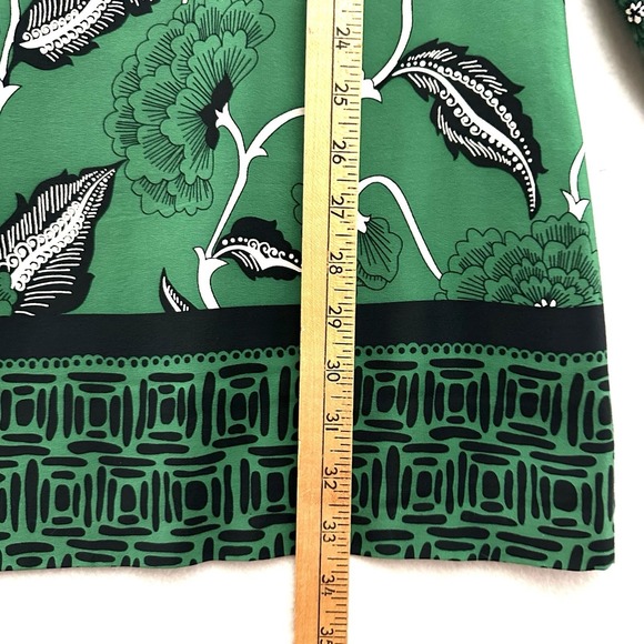 Tibi Silk Dress Sz 8 Green Geometric Floral Cut Out Arms Bateau Luxury - Picture 6 of 13